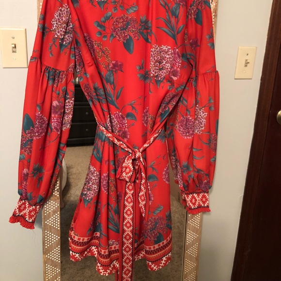 Floral Orange Mini Dress - Picture 2 of 4